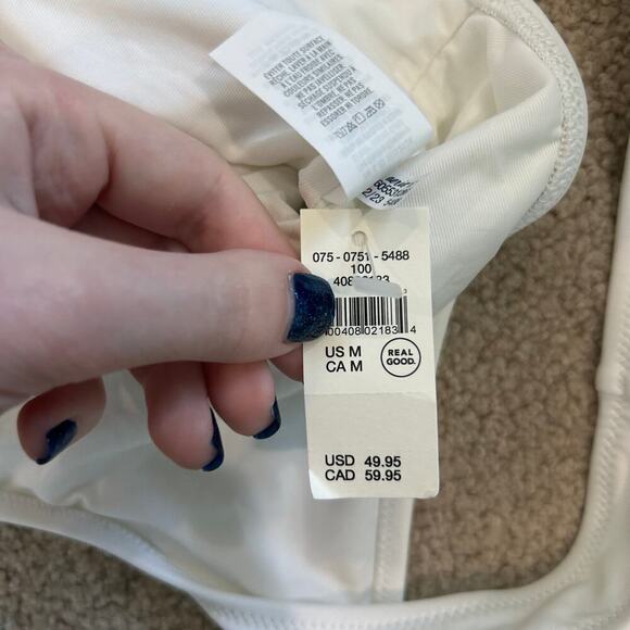 NWT Aerie Smiley Birthday Scoop Cheekiest One Piece Swimsuit White Swim Size M - Picture 7 of 7